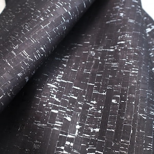 Cork Fabric Roll -  Black with Silver Metallic