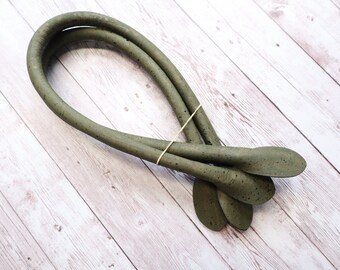 Rolled Handbag Straps - Green