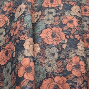 Cork Fabric Sheet - Antique Blooms