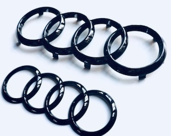 Emblemas delanteros y traseros en negro brillante para anillos Audi A1 A3 A4 Q3 Q5 Q7, envío gratis