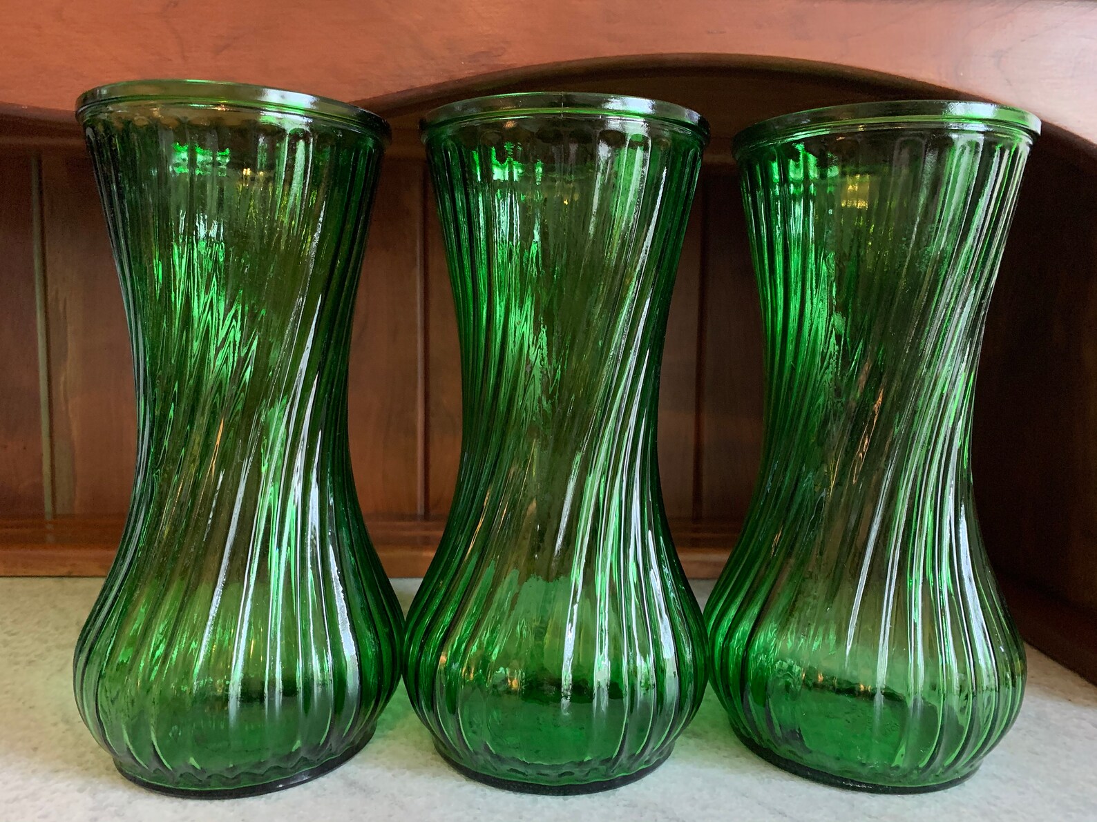 Vintage Green Glass Vases Vintage Vases Wedding Vases Etsy