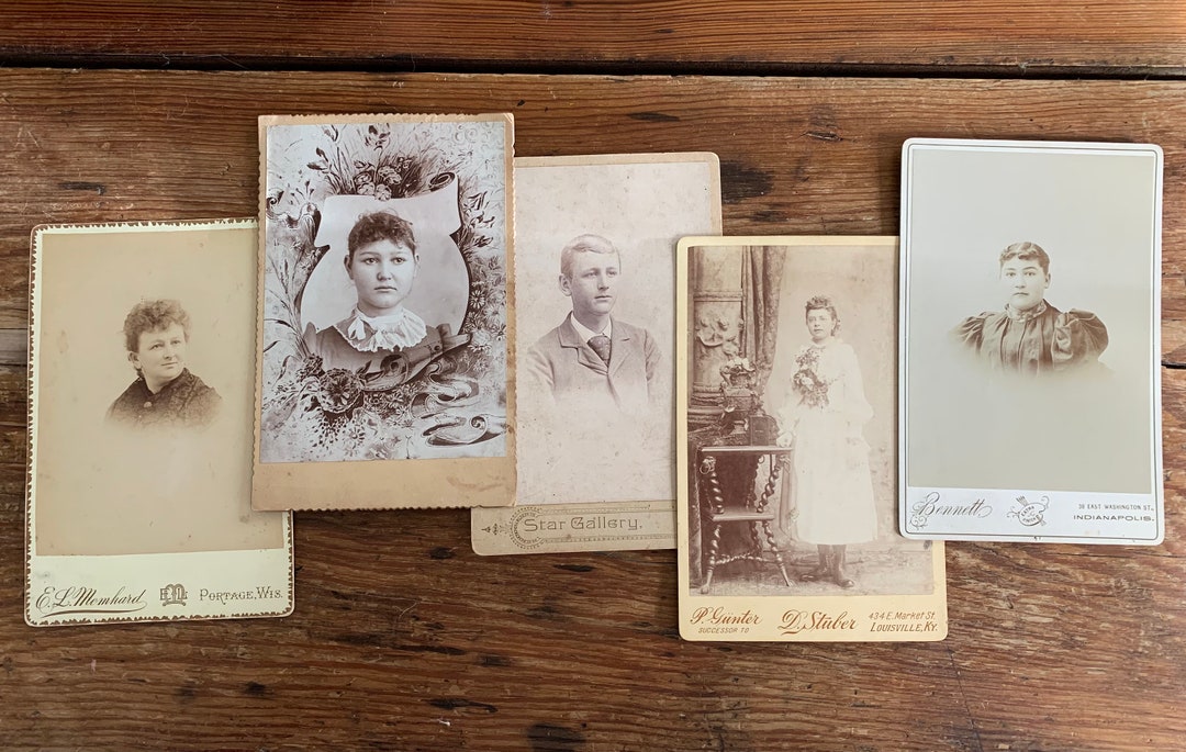 Antique Cards Set of Five Beautiful Vintage Photos Etsy