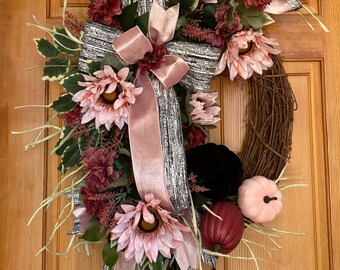 Thanksgiving Pink sunflower Wreath