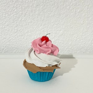 Mini Neapolitan Cupcake with fake whipped topping for tiered tray and decorations