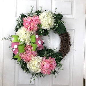 Pink and white Hydrangea Wreath
