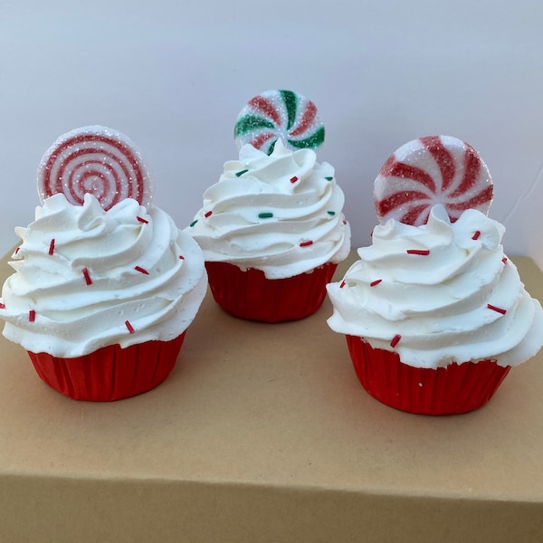 Candy cupcakes with fake whipped topping for tiered tray and decoration.