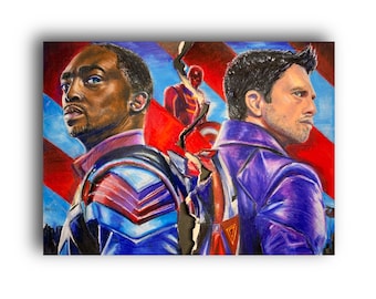 Captain America And Winter Soldier Drawing print