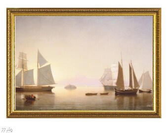 Nautical Painting . Vintage Sea Print.  Ocean Painting Sea wall art . Seascape Coastal Sailing Boat Image-Digital Print D2