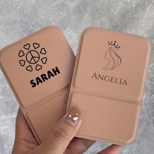 Espejo de bolsillo personalizado, espejo compacto personalizado, espejo de maquillaje plegable, espejo con nombre personalizado, espejo de bolsillo grabado, espejo compacto de viaje.
