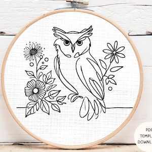 OWL Embroidery Pattern pdf, OWL Pattern, ANIMALS Embroidery patterns ,digital embroidery,Instant Download,Beginner Embroidery Download, D14