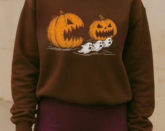 Halloween Pumpkin Chasing Ghosts PNG: Spooky Season Design (Digital Download)