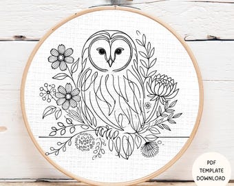 Floral Owl Embroidery Pattern: Beginner DIY (PDF Pattern)