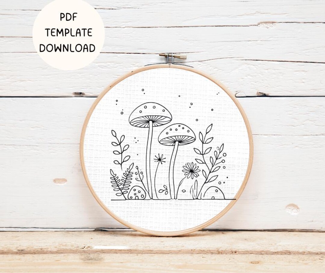 Hand Embroidery Pattern Pdf,mushroom Pattern,mushroom Embroidery Patterns ,digital Embroidery ...