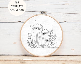 Mushroom Hand Embroidery Pattern: Beginner Friendly (PDF Pattern)