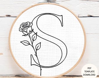 Floral Letter Embroidery Pattern: Initial Alphabet (PDF Pattern)