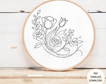 Floral Embroidery Pattern: Beginner Flower Design (PDF Download)