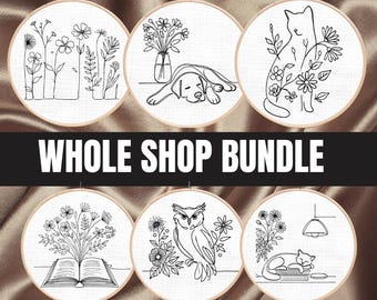 Embroidery Pattern Bundle: Woodland Animals, Floral Designs (PDF Pattern)