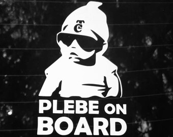Plebe On Board sticker vinyl decal for car truck and suv