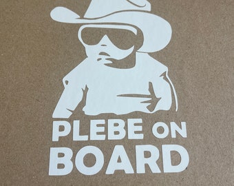 Plebe On Board sticker vinyl decal for car truck and suv