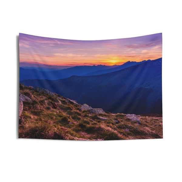 Mountain View Sunset Nature Tapestry | Mountain Range Tapestry