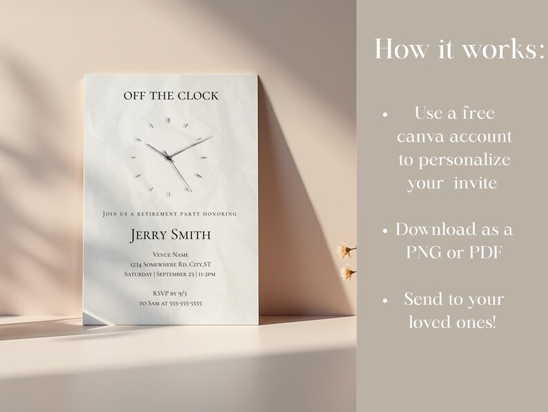 Retirement Party Invitation, Editable off the Clock Invite Canva ...