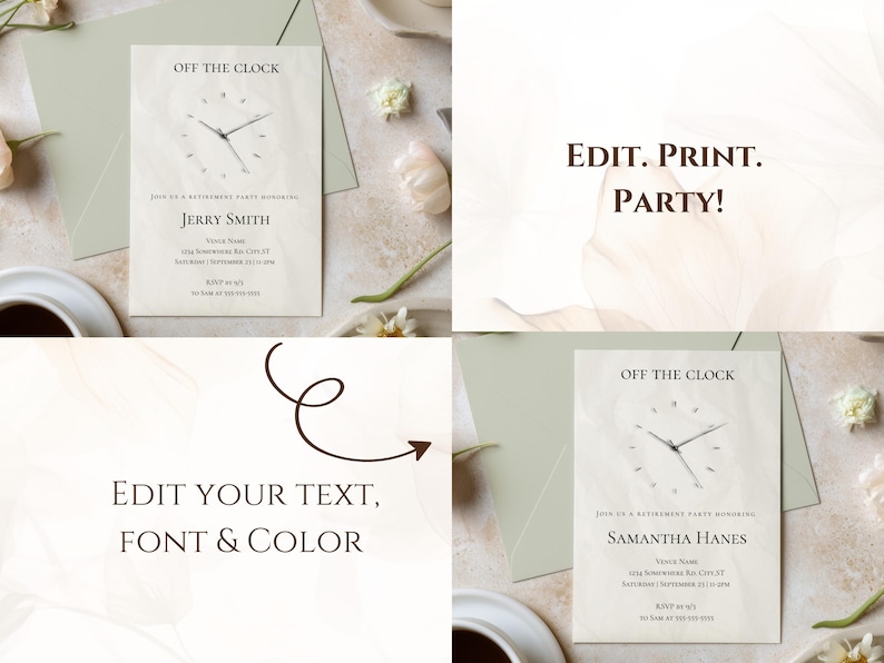 Retirement Party Invitation, Editable off the Clock Invite Canva ...