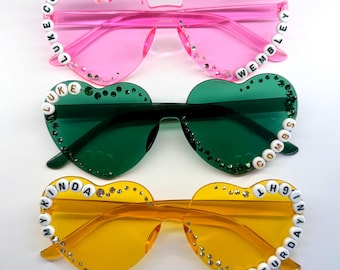 Personalised Luke Combs Rhinestone concert Heart Glasses