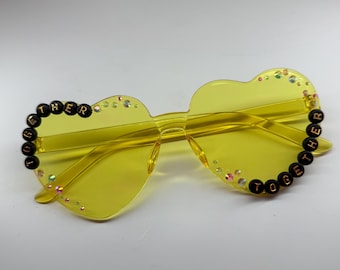 Harry Styles Sparkly Disco Together Together Tour personalised Rhinestone Heart Shaped Glasses