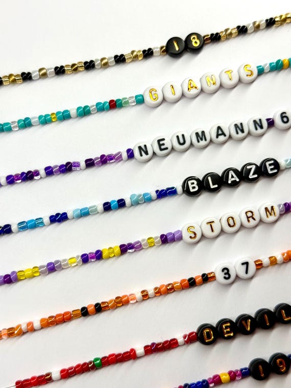 Sports Team, Player name, player number Bracelet / Necklace