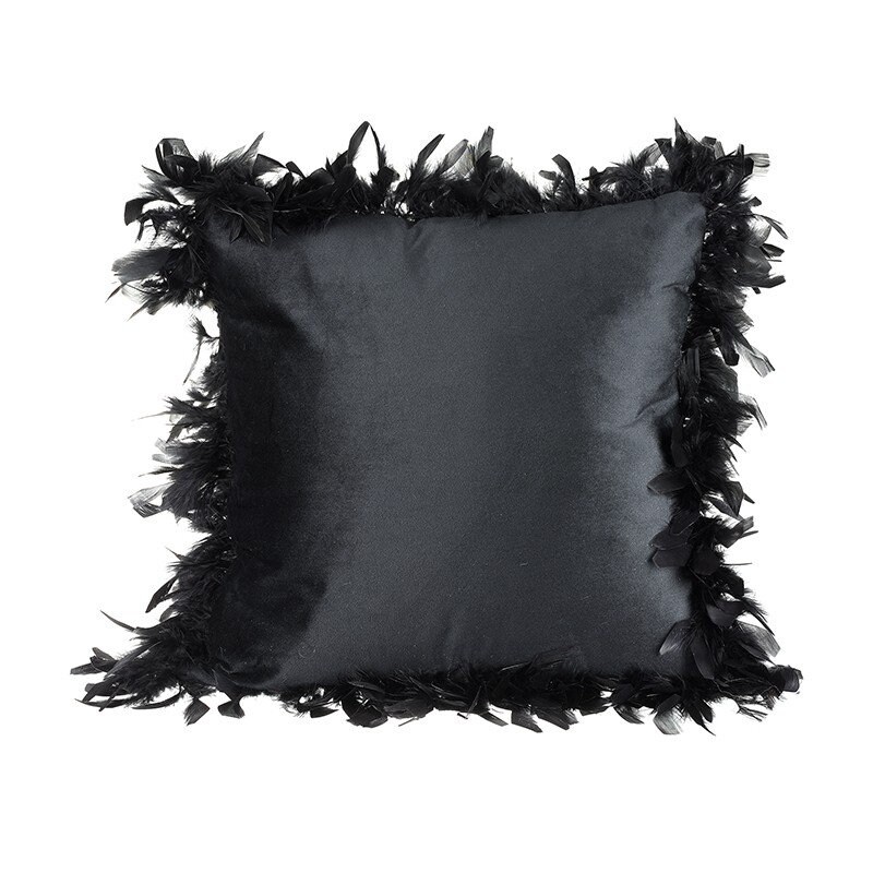 Black Feather Edge Square Cushion Etsy