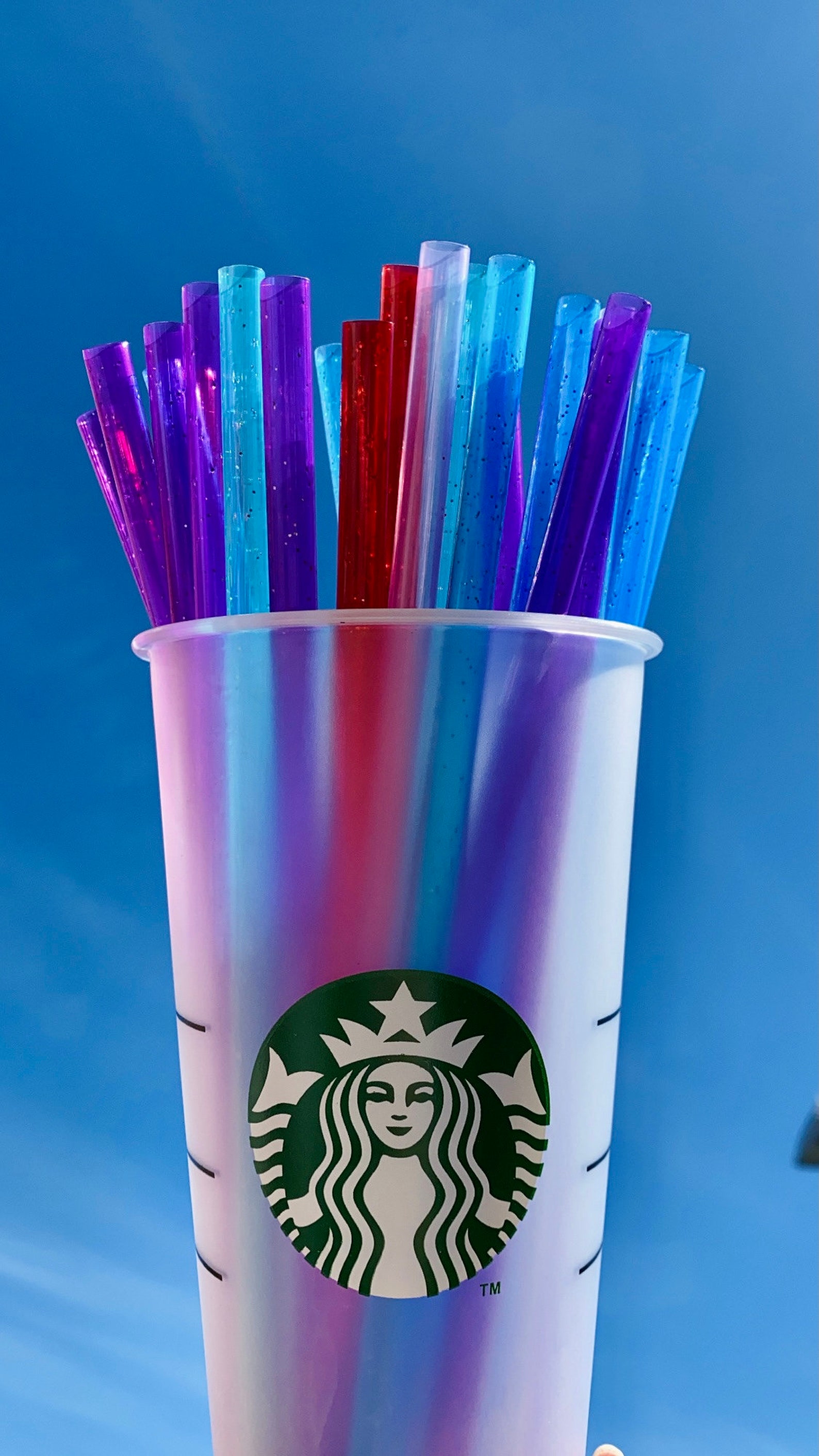 Glittery straws for Starbucks cup Etsy