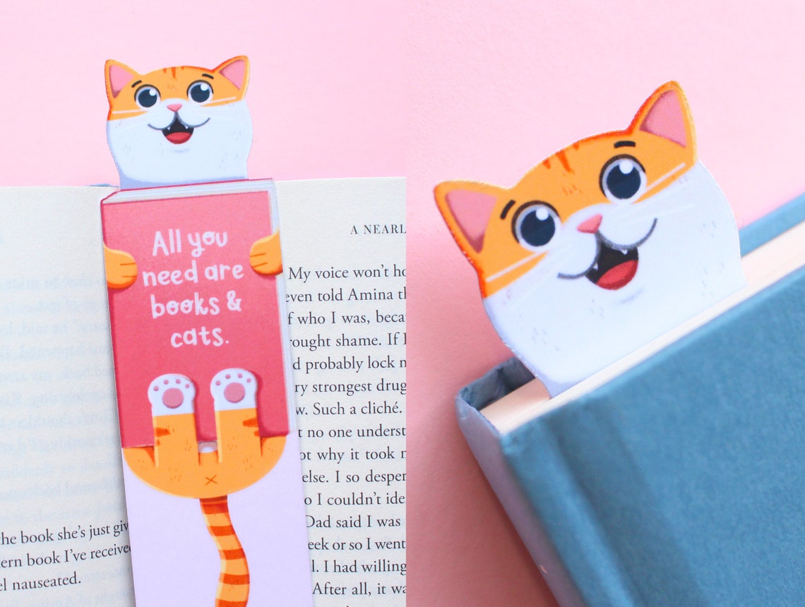 Handmade Cute Cat Bookmark Set 5 Bookmarks Book Lovers Etsy UK
