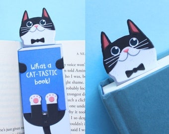 Handmade Cute Cat Bookmark - Tuxedo Cat | Book Lovers, Glossy Bookmarks | Cat Lover Gift, Bookworm Gift, Birthday Gift
