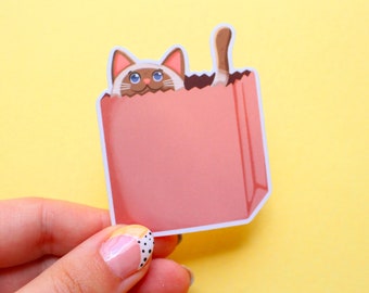 Cute Cat Sticker - Cat in the Bag | Cute Animal Sticker | Laptop Sticker | Journaling, Planner | Cat Lover Gift