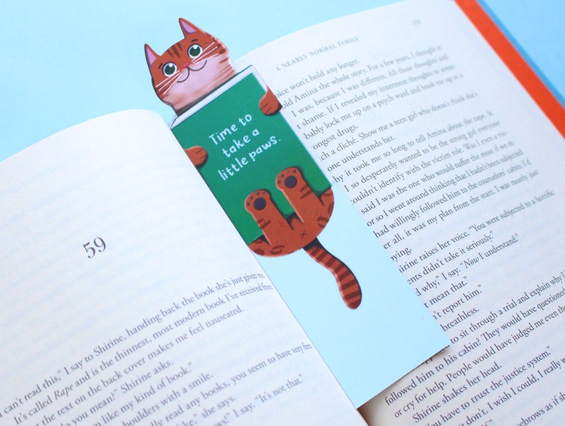 Handmade Cute Cat Bookmark Bengal Cat Book Lovers, Glossy Bookmarks Cat Lover Gift, Bookworm Gift, Birthday Gift image 3