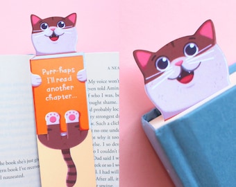Handmade Cute Cat Bookmark - Brown Tabby Cat | Book Lovers, Glossy Bookmarks | Cat Lover Gift, Bookworm Gift, Birthday Gift