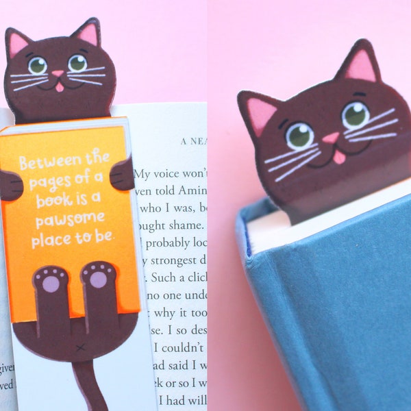 Handmade Cute Cat Bookmark - Brown Tabby Cat | Book Lovers, Glossy Bookmarks | Cat Lover Gift, Bookworm Gift, Birthday Gift