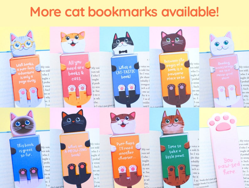 Handmade Cute Cat Bookmark Bengal Cat Book Lovers, Glossy Bookmarks Cat Lover Gift, Bookworm Gift, Birthday Gift image 7
