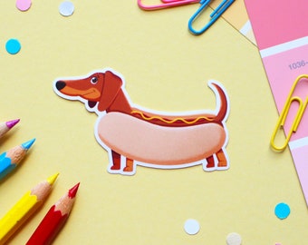 Cute Dog Sticker - Dachshund, Hot Dog | Cute Animal Sticker | Laptop Sticker | Journaling, Planner | Dog Lover Gift