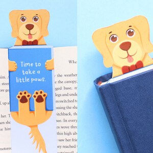 Handmade Cute Dog Bookmark Golden Retriever Book Lovers, Glossy Bookmarks Dog Lover Gift, Bookworm Gift, Birthday Gift image 1