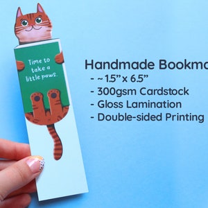 Handmade Cute Cat Bookmark Bengal Cat Book Lovers, Glossy Bookmarks Cat Lover Gift, Bookworm Gift, Birthday Gift image 6