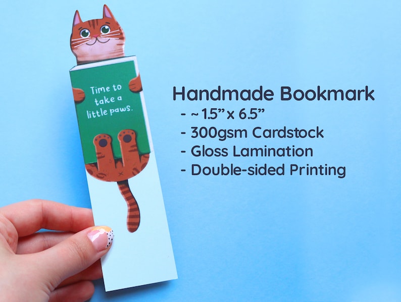 Handmade Cute Cat Bookmark Bengal Cat Book Lovers, Glossy Bookmarks Cat Lover Gift, Bookworm Gift, Birthday Gift image 6