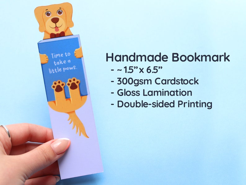 Handmade Cute Dog Bookmark Golden Retriever Book Lovers, Glossy Bookmarks Dog Lover Gift, Bookworm Gift, Birthday Gift image 6