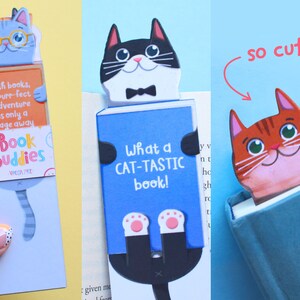 Handmade Cute Cat Bookmark Set | 5 Bookmarks | Book Lovers, Glossy Bookmarks | Cat Lover Gift, Bookworm Gift, Birthday Gift