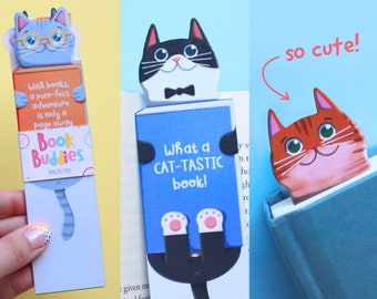 Handmade Cute Cat Bookmark Set | 5 Bookmarks | Book Lovers, Glossy Bookmarks | Cat Lover Gift, Bookworm Gift, Birthday Gift