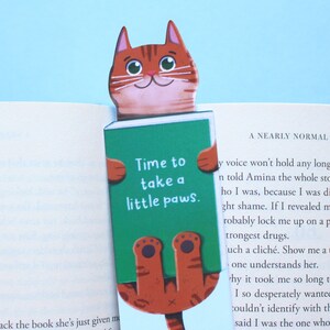Handmade Cute Cat Bookmark Bengal Cat Book Lovers, Glossy Bookmarks Cat Lover Gift, Bookworm Gift, Birthday Gift image 2