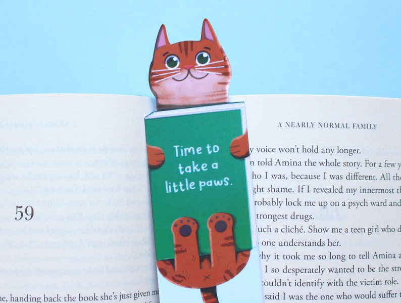 Handmade Cute Cat Bookmark Bengal Cat Book Lovers, Glossy Bookmarks Cat Lover Gift, Bookworm Gift, Birthday Gift image 2