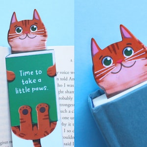 Handmade Cute Cat Bookmark Bengal Cat Book Lovers, Glossy Bookmarks Cat Lover Gift, Bookworm Gift, Birthday Gift image 1