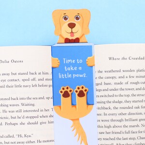 Handmade Cute Dog Bookmark Golden Retriever Book Lovers, Glossy Bookmarks Dog Lover Gift, Bookworm Gift, Birthday Gift image 2