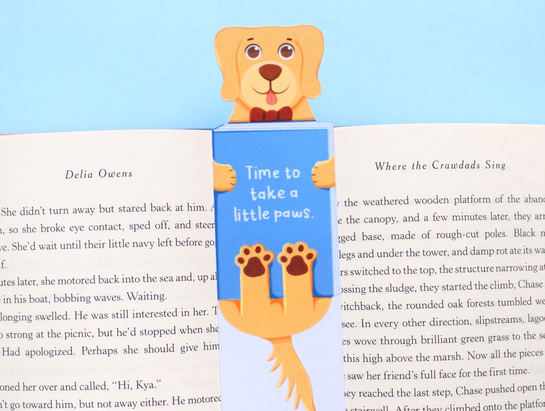 Handmade Cute Dog Bookmark Golden Retriever Book Lovers, Glossy Bookmarks Dog Lover Gift, Bookworm Gift, Birthday Gift image 2